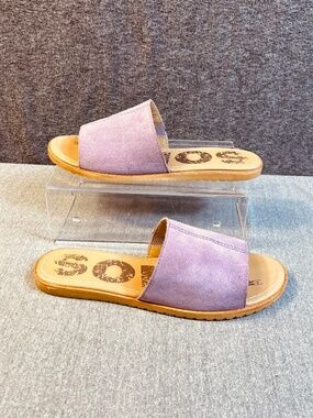 Sorel Ella Suede Block Slide Mauve Sandal 9.5 Summer Coastal Beach 1897281554